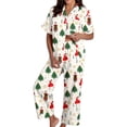 thumbnail image 1 of Weebloom Womens Christmas Pajamas Xmas Print Short Sleeve Button Down Top With Soft Pants Holiday Cozy Pjs Pajama Green S, 1 of 6