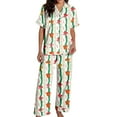 thumbnail image 1 of Weebloom Womens Christmas Pajamas Xmas Print Short Sleeve Button Down Top With Soft Pants Holiday Pj'S Pajama Green Xl, 1 of 6