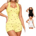 thumbnail image 1 of Weebloom Womens Pjs Heart Print Sleeveless Tops And Shorts Pajama Soft Comfy Two Piece Outfit Summer Casual Home Wear Sleepwear Nightwear Pjs Loungewear Yellow L, 1 of 6
