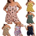 thumbnail image 1 of Weebloom Womens Summer Pajamas Plus Size Summer T Shirt Shorts Pajamas Large Size Home Wear Casual Set Sleepwear Nightwear Pjs Loungewear Pink 5Xl, 1 of 3