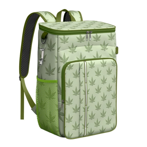 Weed Aesthetic Backpack Cooler, Leakproof Insulated Cooler Bag with Hemp Leaf Design for Outdoor Adventures and Office Lunches
