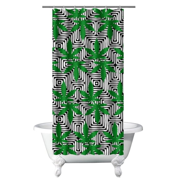 Weed Aesthetic Boho Shower Curtain, Waterproof Fabric with Psychedelic Weed and Rasta Marijuana Leaf Prints, Includes Hooks, Perfect for Bathroom or Rental Units
