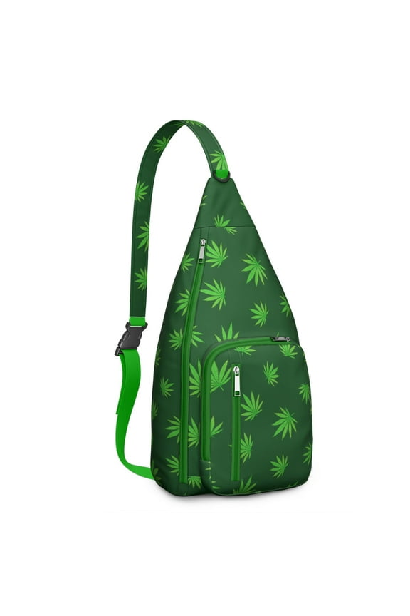 Weed Aesthetic Crossbody Bag&nbsp;- Artistic Marijuana Leaf Illustration, Lightweight for Essentials