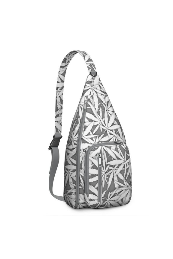 Weed Aesthetic Crossbody Bag - Artistic Marijuana Leaf Illustration, Lightweight for Essentials