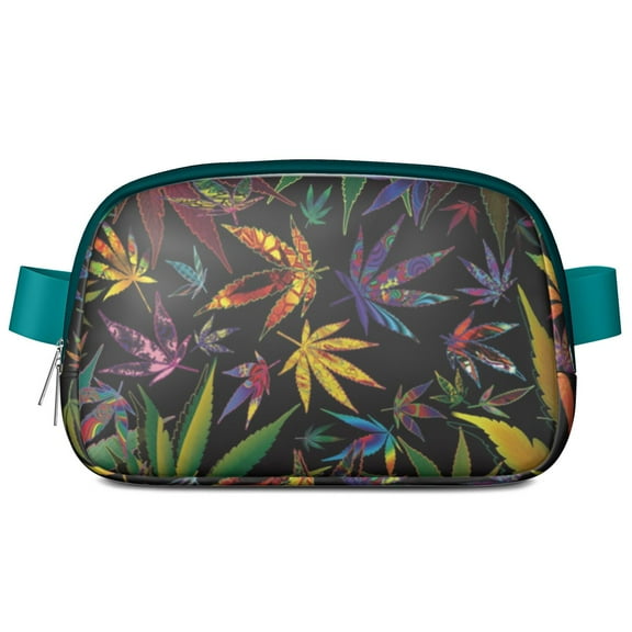 Weed Aesthetic Fanny Pack for Women – Glow-in-the-Dark Marijuana Leaf Belt Bag with Durable Buckle & Lightweight Poly – Crossbody Sling Bag for Music Festivals & Travel