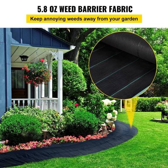Weed Barrier,5.8oz Landscape Fabric,4ftx300ft Cover Mat Heavy Duty Woven Grass Control Geotextile for Garden,Patio,Black