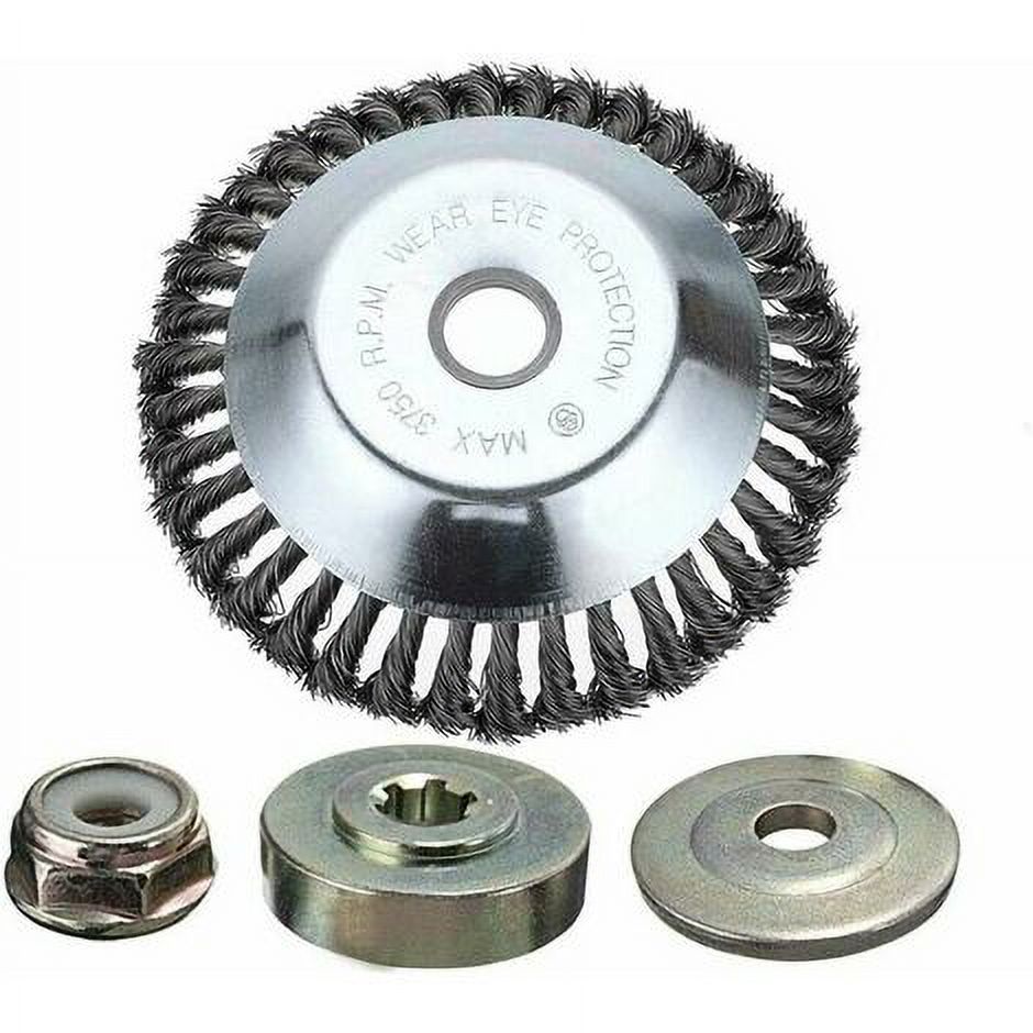 Weed Brush Head with Lock Nut for Brush Cutter, Universal Steel Wire