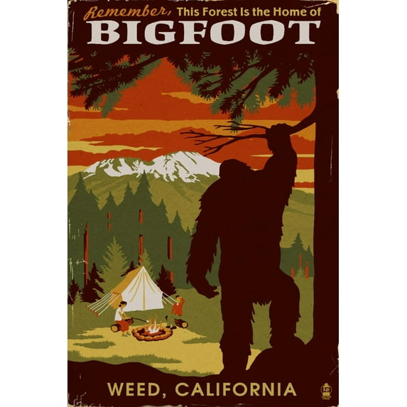 Weed, California, Home of Bigfoot (12x18 Wall Art Poster, Room Decor)