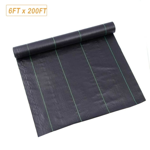 Weed Cover Landscape Fabric Woven Ground Barrier 6FT x 200FT Heavy-duty Weed Block Gardening Weed Matting Easy Setup & Superior Weed Control for Flower Bed, Yard, Garden