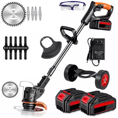 Weed Wacker, Cordless Electric Weed Eaters Weed Trimmer with 2 Battery, Black