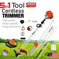 thumbnail image 1 of Floseru 2-Stroke Weed Eater, 52cc Gas Weed Wacker 5 in 1 Gas String Trimmer Multi Functional Garden Trimming Tools with Rubber Handle & Shoulder Strap Brush Cutter for Lawn, Garden and Yard, 1 of 11
