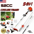 thumbnail image 1 of Weed Eater Gas Powered,52cc 2 Stroke Gas Weed Wacker, 5 in 1 Multi Functional Trimming Tools,Gas Hedge Trimmer,String Trimmer,Weed Eater,Brush Cutter,Pole Chainsaw with Extension Pole 9500rpm 2.3kw, 1 of 12