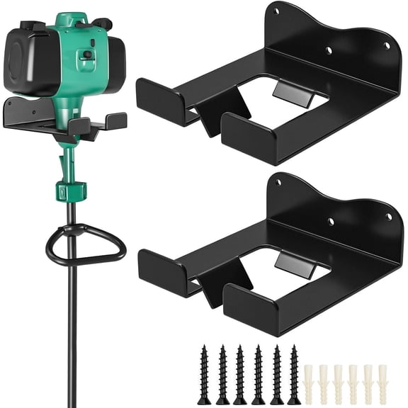 Weed Eater Hanger Garage Organizer Trimmer Rack, Weedeater Rack Wall Mount for Grass Trimmer, Garden Power Tool Holder Organizer for Grass Trimmer Hedge Trimmer (Black-2Pcs)