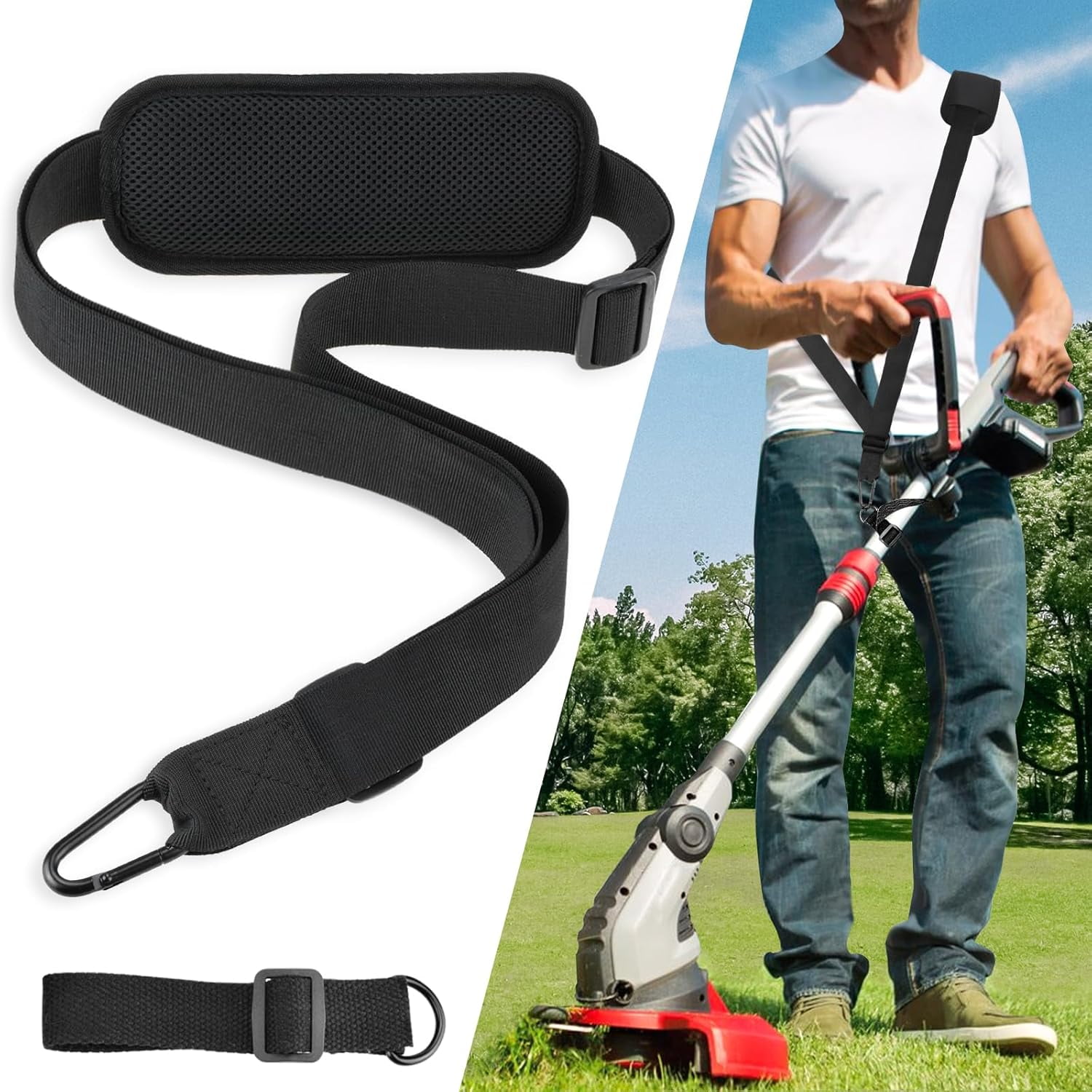 Weed Eater Shoulder Strap, Weed Wacker Trimmer Strap for Stihl EGO Ryobi Dewalt Milwaukee Kobalt Echo Husqvarna Toro Troy Bilt Greenworks String Trimmer Leaf Blower Multi Head System
