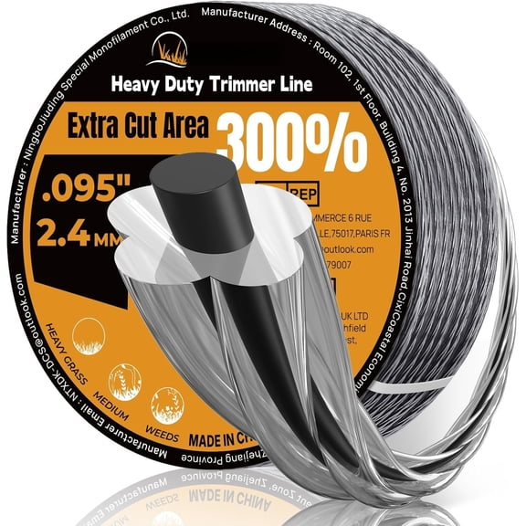 Weed Eater String, 095'' Heavy Duty String Trimmer Line, Twisted Double Layer Weed Wacker String for Cordless String Trimmer, 0.5LB/200FT Universal Replacement Weed Trimmer Line