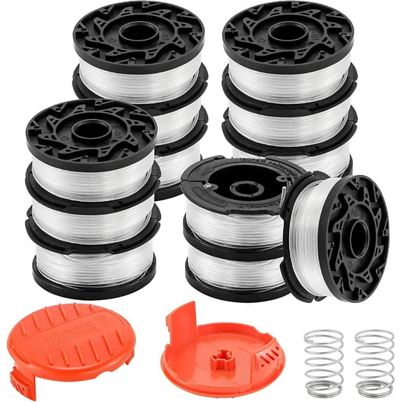 Weed Eater String for B-Lack D-Ecker,0.065" AF-100 Replacement Spool,30ft Automatic Feed String Trimmer Line for GH400 GH500 GH600 GH900 ST6600 ST7000 (12 Spools, 2 Caps, 2 Springs) by