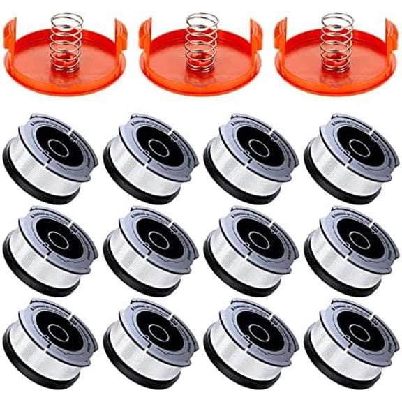 Weed Eater String Compatible with Black+Decker, AF-100 0.065" Weed Wacker String Refill 360ft Automatic Feed String Trimmer Replacement Line Spool for Black&Decker (12Spools + 3Caps+3Springs)$$