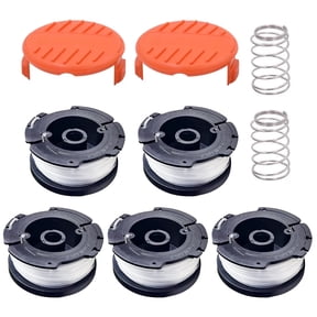 Weed Eater String Compatible with Black+Decker, AF-100 0.065-Inch 150ft Automatic Feed Trimmer Line Replacement Spool for Black & Decker (5 Spools, 2 Caps, 2 Springs)