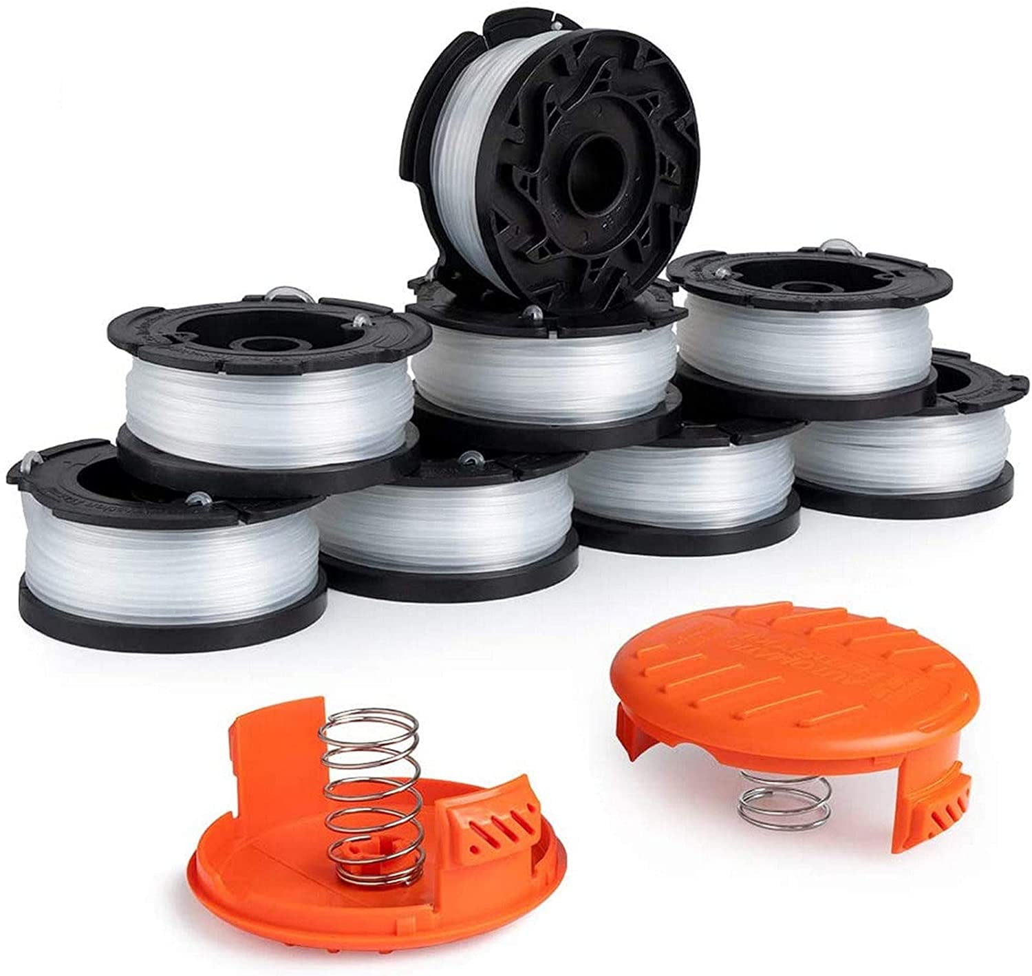 MOLIK Trimmer Spool for Black+Decker, Autofeed Replacement Spools for AF-100  String Trimmer Edger, 240ft 0.065 Trimmer Line Replacement Spool(6 Replacement  Spool,1 Spool Cap(Orange),1 Spring)