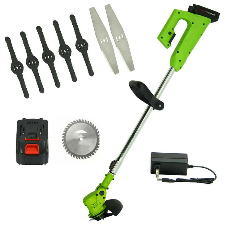 Weed Eater with 3 Types Blades, Cordless Weed Wacker for Lawn Garden,  Stringless Trimmer Battery Powered Electric Cutter, Green 