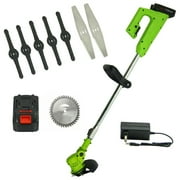 Weed Eater with 3 Types Blades, Cordless Weed Wacker for Lawn Garden, Stringless Trimmer Battery Powered Electric Cutter, Green
