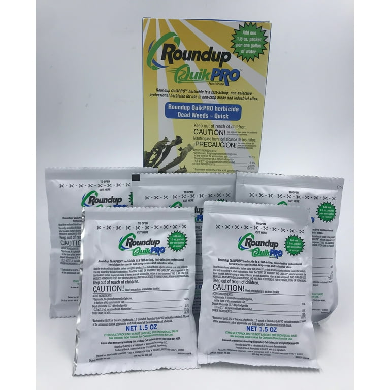 Monsanto Roundup QuickPro Weed Killer, 1.5oz Packets, Nonselective Herbicide,  5 Pack - Walmart.com