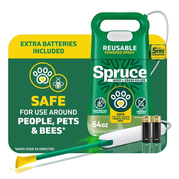 Weed Killer Spray Power Wand Kit - Weed + Grass Killer₃ Reusable Weed Sprayer, Spot-Treating Kills Weeds in Lawns and Gardens, Additional 2 AA Batteries Included for Continuous Power (64 oz)