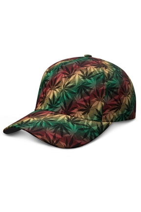 Weed Leaf Baseball Cap, Lightweight Quick-Drying Dad Hat with Sweat Absorption, Rasta Marijuana Leaf and Trippy Cannabis Leaf Pattern Adjustable Cap for Gifts and Casual Use