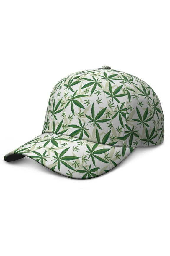 Weed Leaf Baseball Cap, Lightweight Quick-Drying Dad Hat with Sweat Absorption, Rasta Marijuana Leaf and Trippy Cannabis Leaf Pattern Adjustable Cap for Gifts and Casual Use