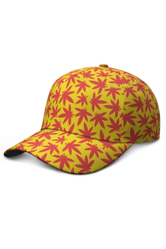 Weed Leaf Baseball Cap, Lightweight Quick-Drying Dad Hat with Sweat Absorption, Rasta Marijuana Leaf and Trippy Cannabis Leaf Pattern Adjustable Cap for Gifts and Casual Use