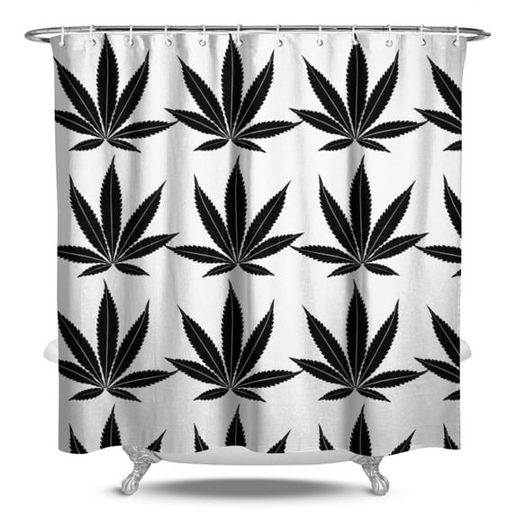 Weed Leaf and Psychedelic Marijuana Leaf Shower Curtain, Waterproof Fabric, Machine Washable, Includes Hooks, Perfect for Modern Boho and Trippy Bathroom Decor