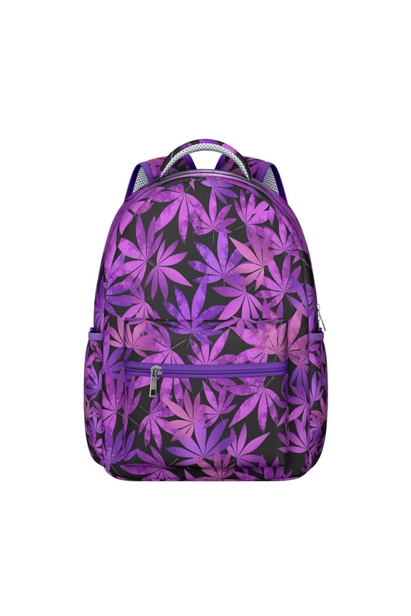 Weed Leaf School Backpack Hemp Leaf Tie Dye Aesthetic Neon Marijuana Leaf Glow in the Dark Stylish Backpack for Students