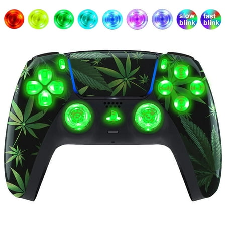 Weed Leaf Silent Modz LED Light Up Buttons Wireless Custom Controller for PS5