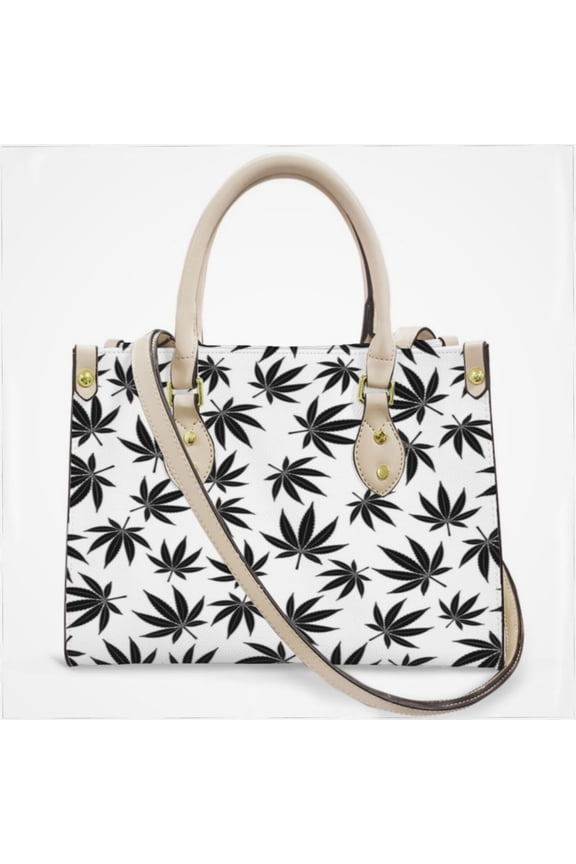 Weed Pattern Cross Body Bags For Women Small Leather Female Handbags Fashion Top-Handle Totes