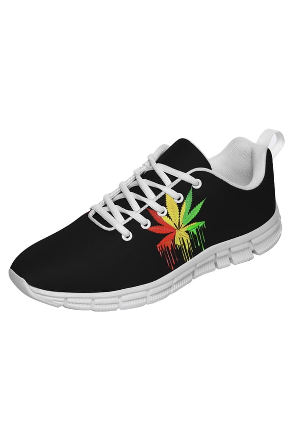 Weed Print Shoes Womens Mens Ultra Lightweight Walking Tennis Sneakers Gifts for Marijuana Lover White Size 7.5