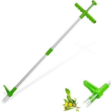 Weed Puller, Stand Up Weeder Hand Tool, Long Handle Garden Weeding Tool with 3 Claws, Gardening Manual Tool Weed Gripper/Picker/Remover No Bending/Kneeling to Remove Dandelion Form Lawn Patio