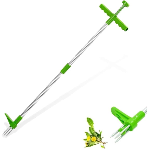 Weed Puller, Stand Up Weeder Hand Tool, Long Handle Garden Weeding Tool with 3 Claws, Gardening Manual Tool Weed Gripper/Picker/Remover No Bending/Kneeling to Remove Dandelion Form Lawn Patio