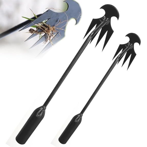 Weed Puller Tool, 20 inch Weeding Artifact Uprooting Weeding Tool, 4 Teeths Dual Purpose Manual Weeders Tool Weed Pulling Tool, Manganese Steel Hand Weeder Tool for Lawn & Garden