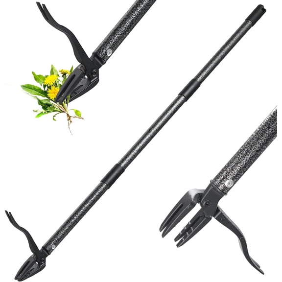 Weed Puller Tool, 4 Claw Stand Up Manual Weeder, Heavy Duty Weeding Tool with 60 inch Long Handle,Steel Head,Uprooting Dandelion Removal Gardening Tools for Farm Lawn Grass Removal