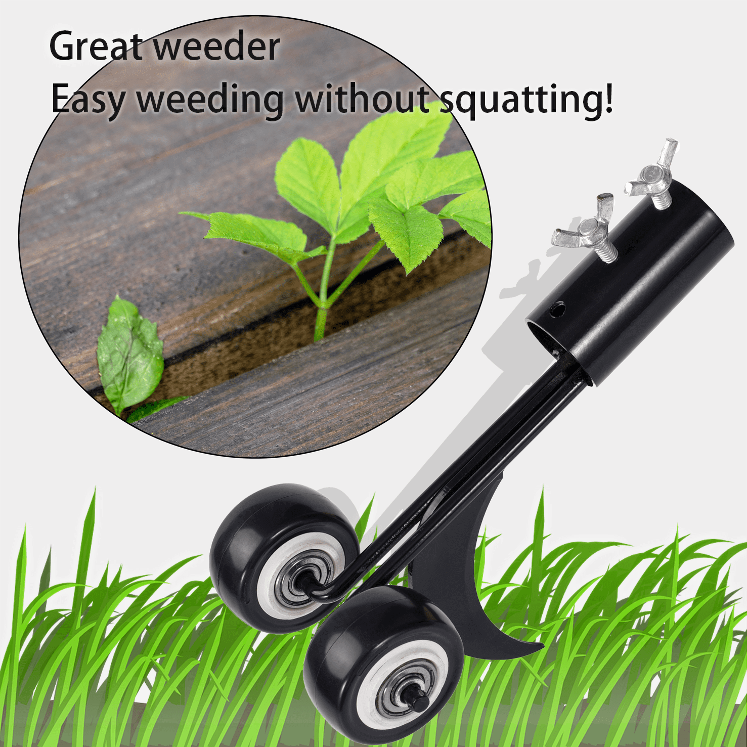Weed Puller Tool, Crevice Weeding Tools with Wheels, Stand up