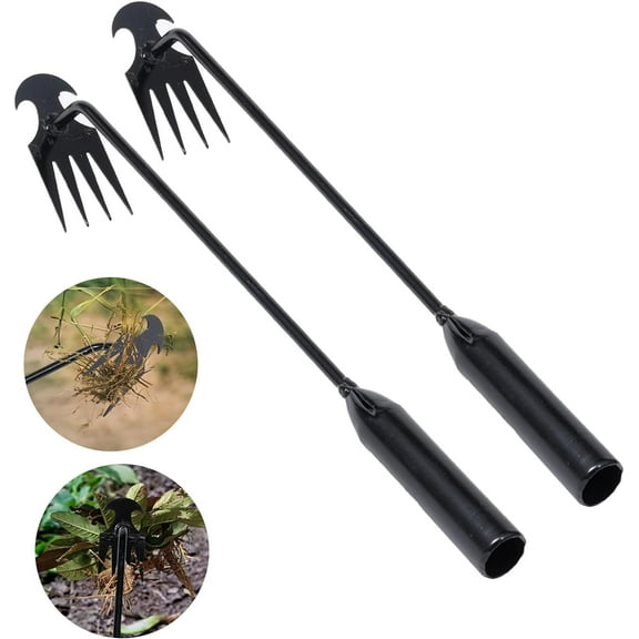 Weed Puller Tool Garden Pulling Tool, Portable Weeder Uprooting Weeding 4 Teeth Manganese Steel Forged Hand for Vegetable Gardening Backyard Farm Planting &