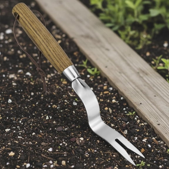 Weed Puller Tool, Hand Weeder with Good Leverage for Easy Pulling, Heavy Duty Stainless Steel Dandelion Puller, Weed Digger Fork with Comfortable Wood Handle