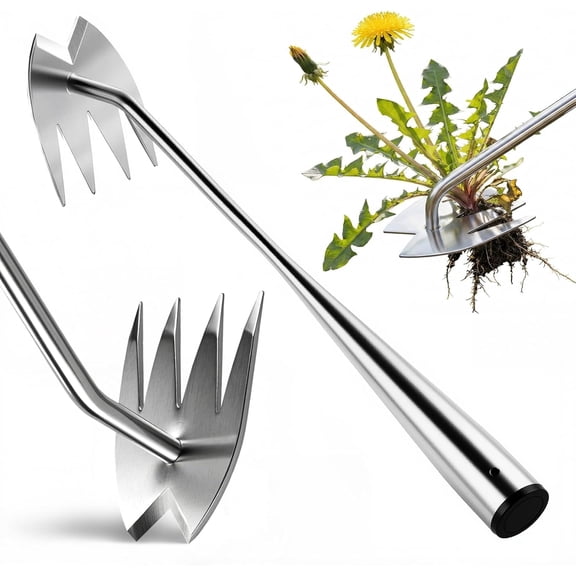 Weed Puller Tool, Heavy-Duty Stainless Steel Weeding Tool with Extendable Handle, Portable Garden Removal for Vegetable Gardening Backyard Farm Planting &