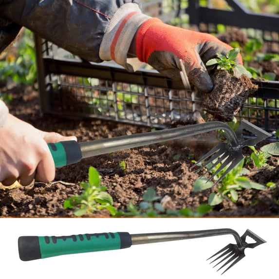 Weed Puller Tool,Newly Upgraded Garden Weeder Stainless Steel Hand Weeder Tool,Multi-Purpose 5 Teeth Weed Remover Tool Weeding Tools for Gardening (Rubber Handle)