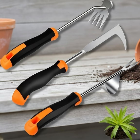 Weed Puller Tool, Portable Rubber-Handled Garden Tool, Four-Tined Weeding Tool, Uprooting Weeding Tool, Crevice Weeder, Backyard Farming Weeding and Weed Removal Tool