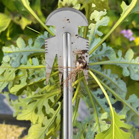 Weed Puller Tool, Rubber Handle Garden Manual Weeder Tool, Portable Stainless St