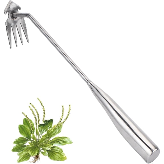 Weed Puller Tool, Stainless Steel Gardening Hand Weeder Tools, Weeding Artifact Uprooting Weeding Tool, Weed Removal Tool, 4-Tooth Dual Purpose Manual Weed Pulling Tool for Yard Garden