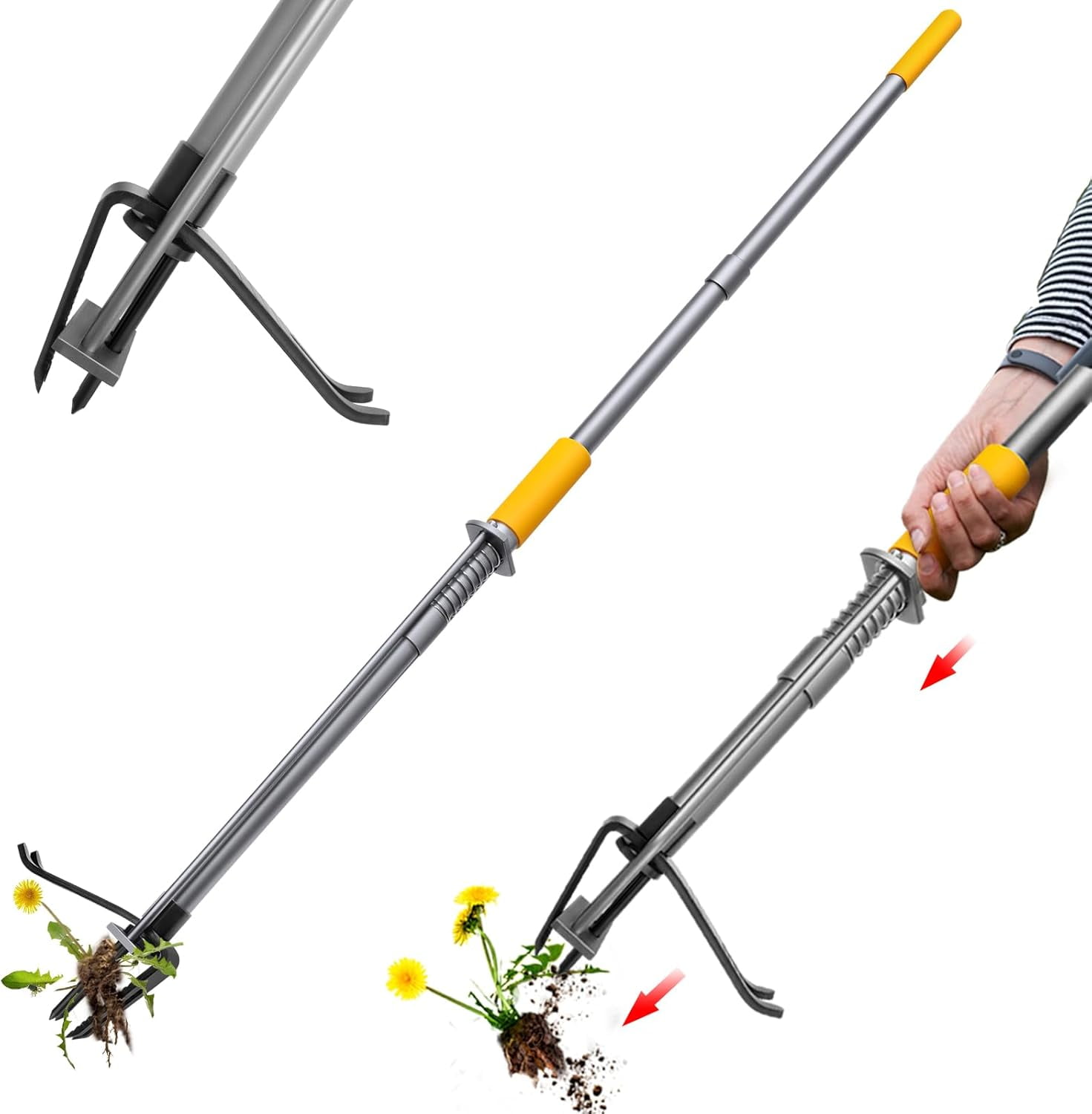 Weed Puller ToolStand Up Weed Puller with Push Handle48 Long Handle