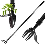 BSHAPPLUS  Stand up Weed Puller Tool, 53" Adjustable Long Handle Heavy Duty Steel Weeder with 4 Claw Root Remover, No Bending Back Pain Relief Weed Removal Tool for Lawn Garden Seniors