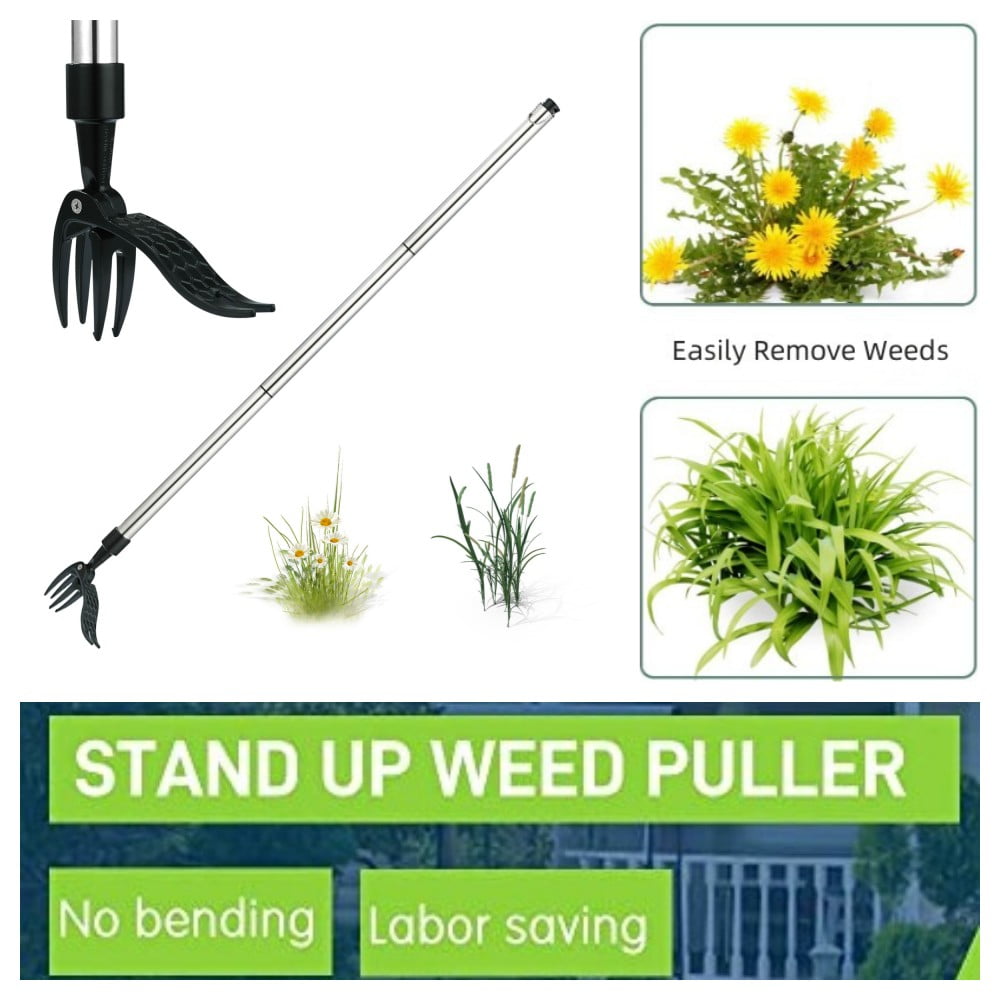 Weed Puller Tool Stand up Weed Root Removal Tool Long Handle Garden ...